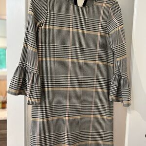 Zara Black and White Ruffled Sheath Dress